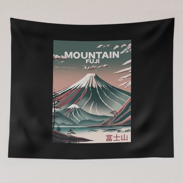 Item preview, Wonderful Mountain Fuji illustration, vintage travel poster designed and sold by drawlinershop.
