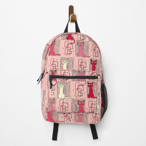 Item preview, Retro pattern No.49c - Mid Century groovy cat - lucky pink and red designed and sold by TalkingHerds.