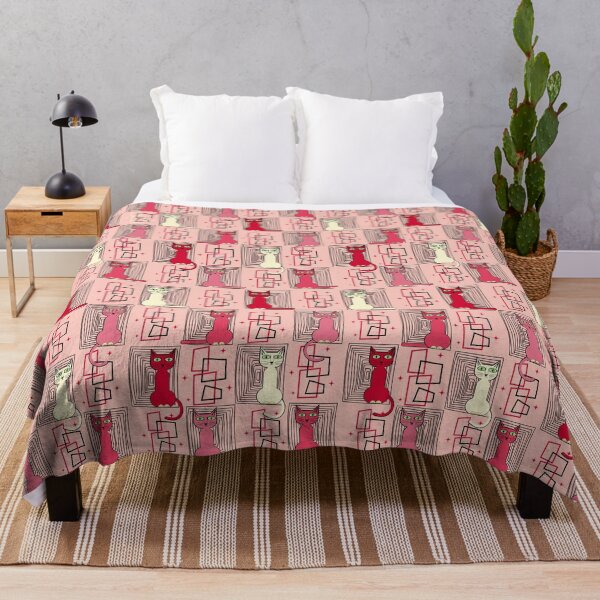 Item preview, Retro pattern No.49c - Mid Century groovy cat - lucky pink and red designed and sold by TalkingHerds.