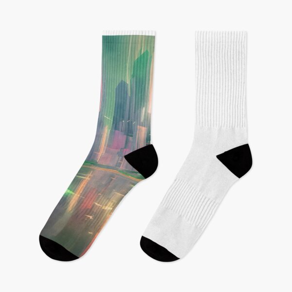 Artikelvorschau, Metropole in Overdrive Purple Green City Modernart entworfen und verkauft von Plus31Designs.