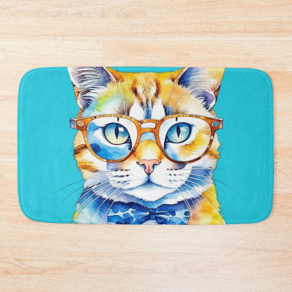 Item preview, Watercolor Cat with glasses designed and sold by MirucaDesign.