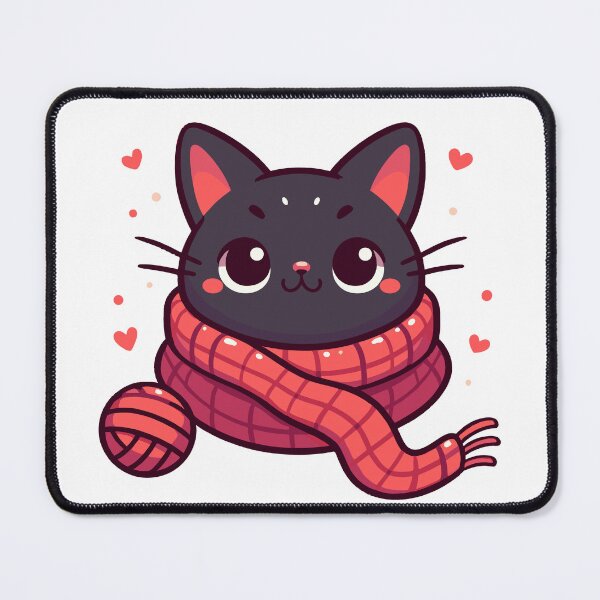 Item preview, Cat and knitting kawaii cat with yarn ball designed and sold by TomFrontierArt.