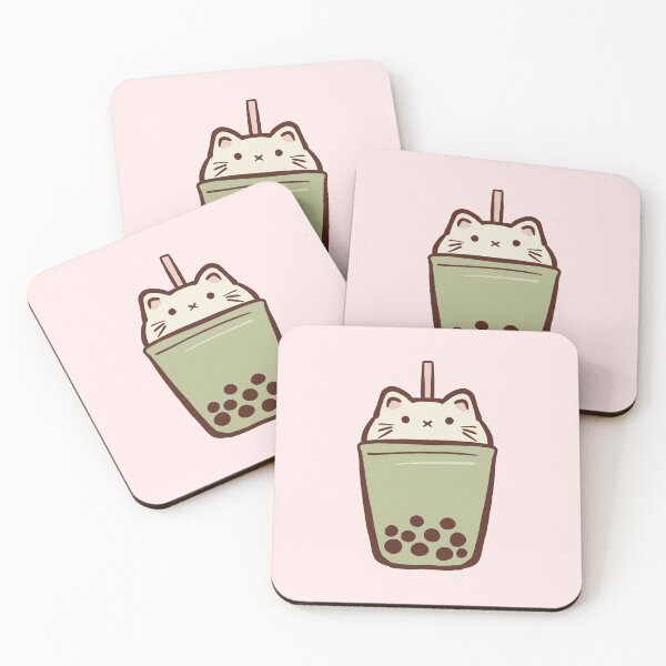 Item preview, boba cat illustration  designed and sold by Mayarart.