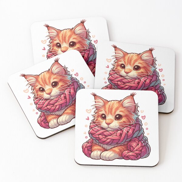 Item preview, Cute Maine Coon Cat in Yarn Scarf designed and sold by TomFrontierArt.