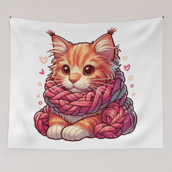 Item preview, Cute Maine Coon Cat in Yarn Scarf designed and sold by TomFrontierArt.