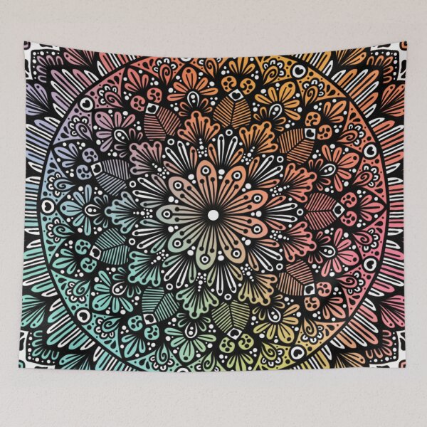 Item preview, Rainbow Mandala Zentangle Boho Design designed and sold by mandalasbymisa.