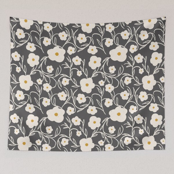 Item preview, Floriography Modern Floral Daisy Charcoal designed and sold by susycosta.