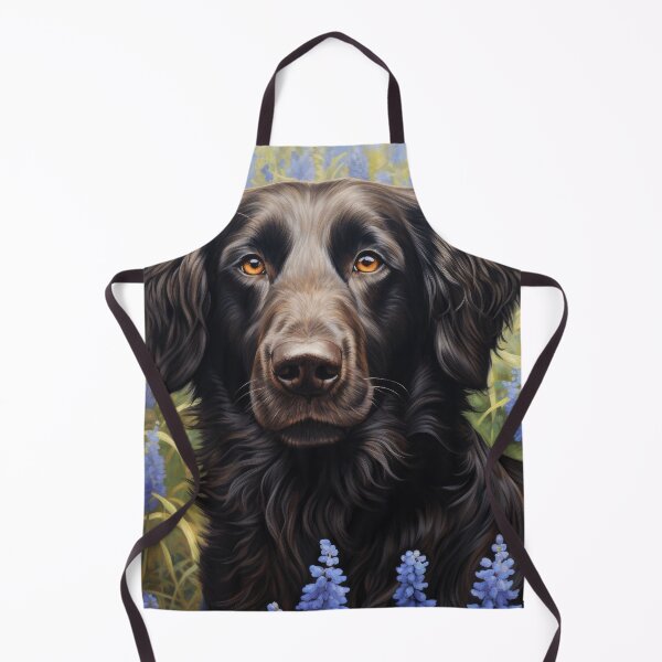 Item preview, Flat Coated Retriever amidst blue flowers designed and sold by retriever-dogs.