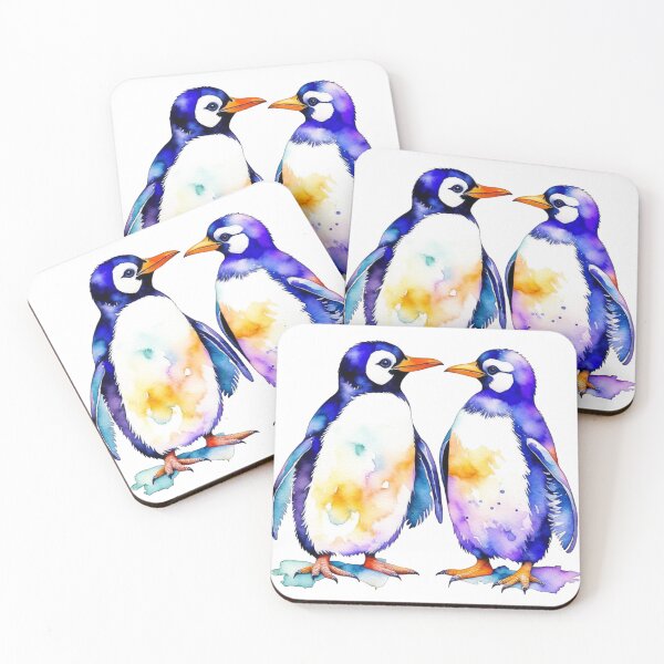 Item preview, Watercolor penguins couple designed and sold by MirucaDesign.