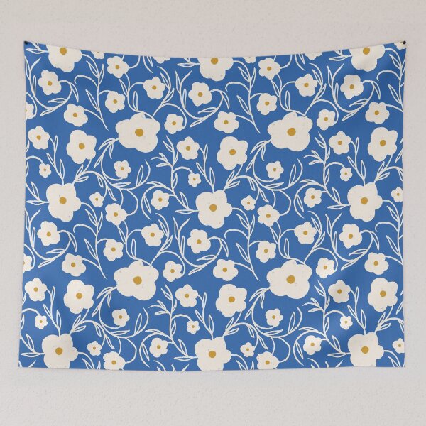 Item preview, Floriography Modern Floral Daisy Blue Cobalt designed and sold by susycosta.
