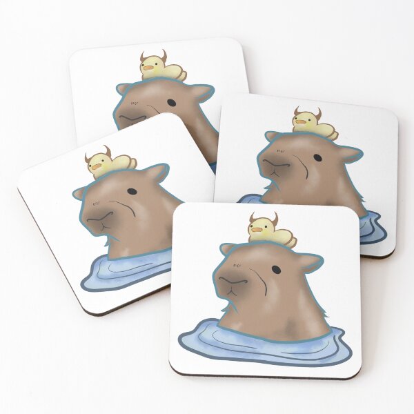 Item preview, capybara taking a bath with duck designed and sold by Iconic shop.