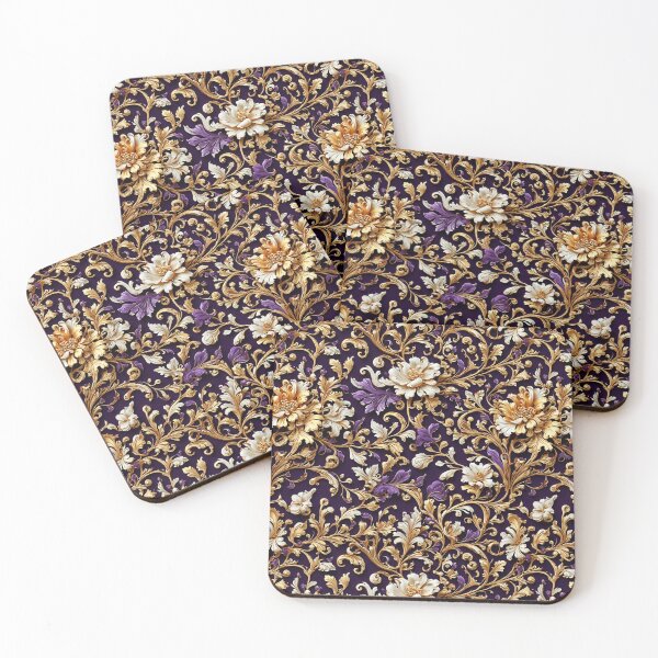 Item preview, Gold and Purple Floral Seamless Pattern  designed and sold by PaxtonProjects.
