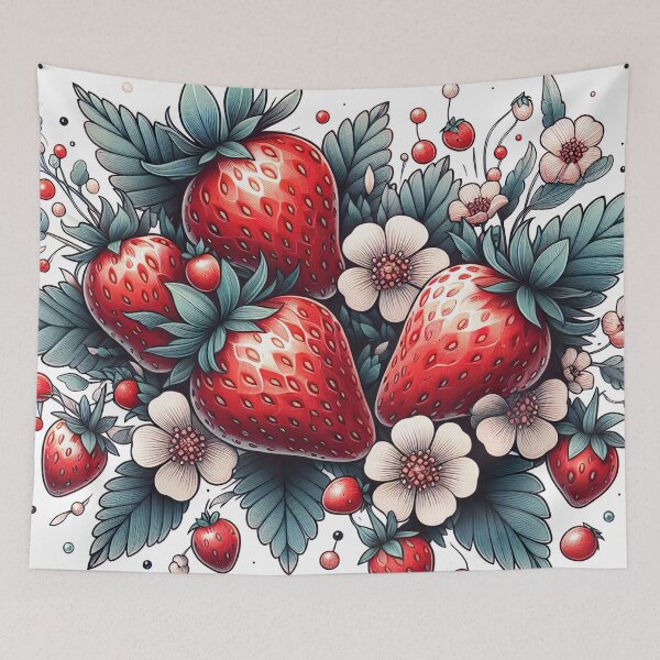 Item preview, Strawberries and Blossoms designed and sold by fairycoffins.