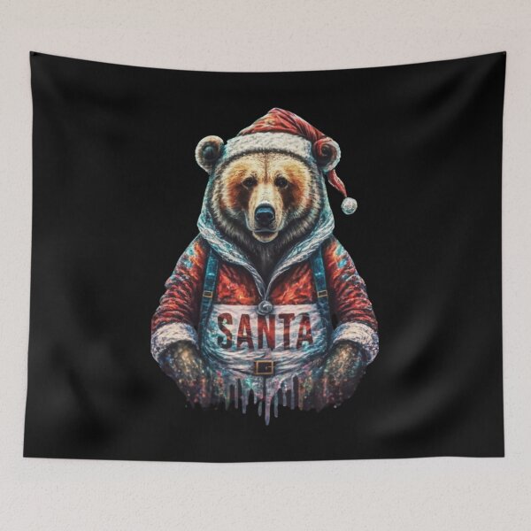 Item preview, A bear dressed as Santa,glitter style sparkle Shine, typography, anime designed and sold by pugshowsfashion.