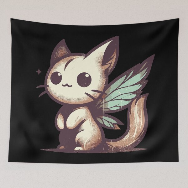 Item preview, Retro Vintage Kawaii Magical Fairy Cat designed and sold by TomFrontierArt.