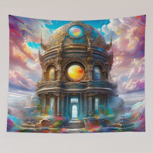 Artikelvorschau, Dreamscape Castle in the Clouds – Surreale Fantasy-Kunst entworfen und verkauft von Delerat7.