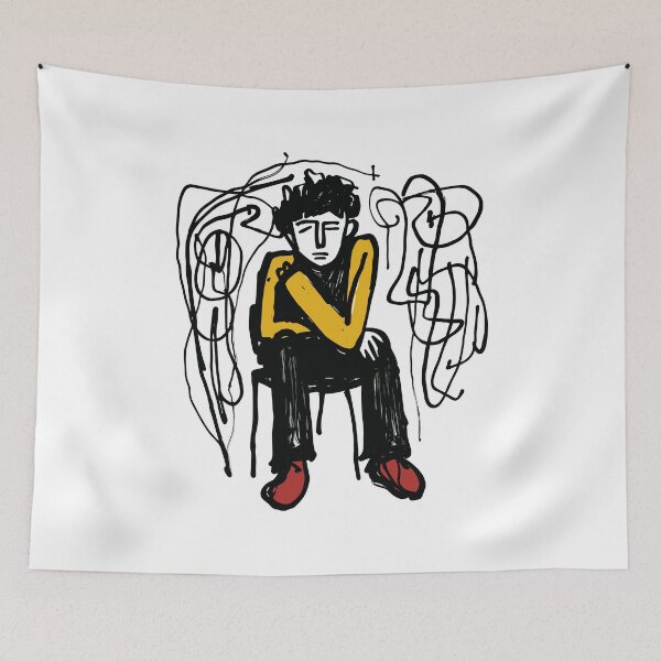 Item preview, Depressed Man Sketch Illustration designed and sold by MadSwellDesigns.