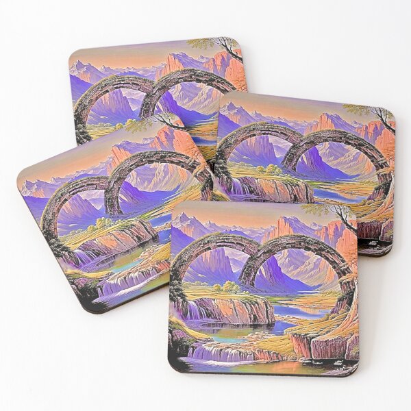 Item preview, Colorful Beach Mountain Landscape designed and sold by SoulArtSara.