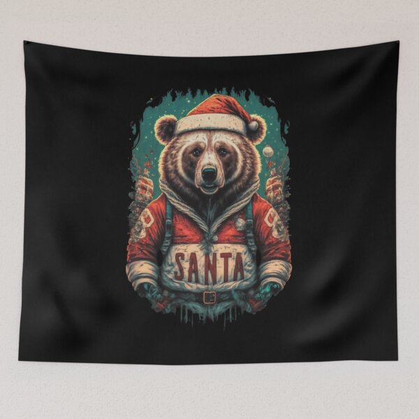 Item preview, A bear dressed as Santa,glitter style sparkle Shine, typography, anime designed and sold by pugshowsfashion.