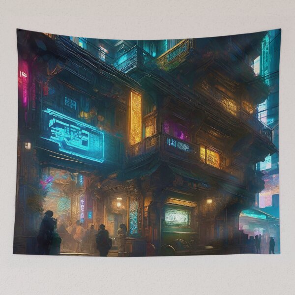 Item preview, Cyber City Night Scene 2 - Sci Fi art designed and sold by Delerat7.