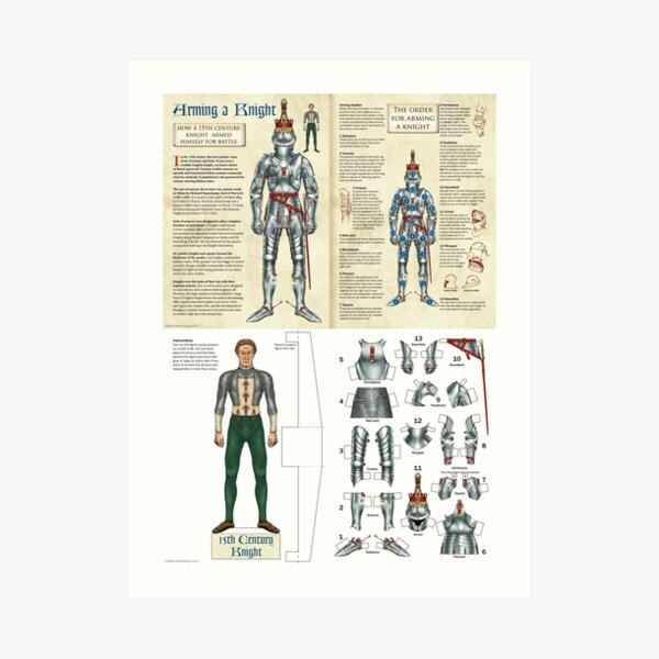 Arming a 15th century knight (paper doll version) Art Print