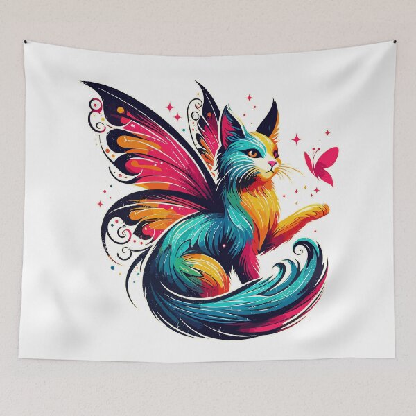 Item preview, Magical Colorful Fairy Cat With Butterfly designed and sold by TomFrontierArt.