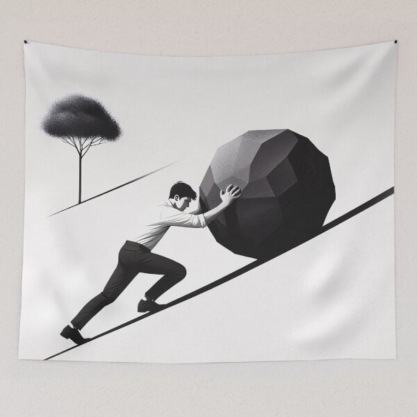 Item preview, Sisyphus - The Eternal Struggle designed and sold by ClassicRetroism.