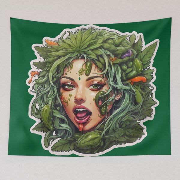 Item preview, Pickle Salad Face and Hot Hippie Dread Head woman designed and sold by wojysmokes.