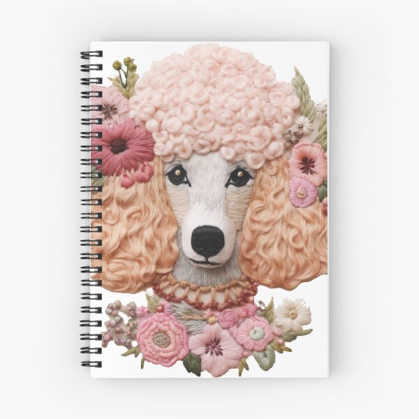 Item preview, Pink Poodle with flowers floral Embroidery vintage stitched cottage core colorful pattern thread designed and sold by TankandDPS.