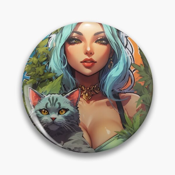 Item preview, Cat Ear Girl Beautiful Cat woman holding a grey kitty cat designed and sold by wojysmokes.