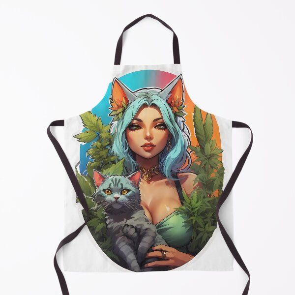 Item preview, Cat Ear Girl Beautiful Cat woman holding a grey kitty cat designed and sold by wojysmokes.