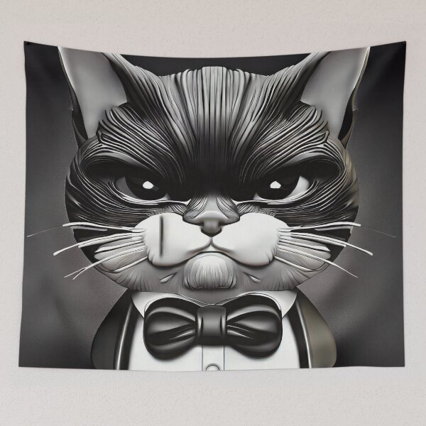 Item preview, Tuxedo Cat Cartoon drawing designed and sold by CattyCornerPOD.