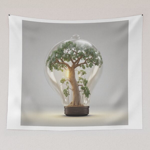 Item preview, Luminous Baobab: Hyper-Realistic 3D Render Inside a Glowing Bulb Light Logo designed and sold by RedArtG09.