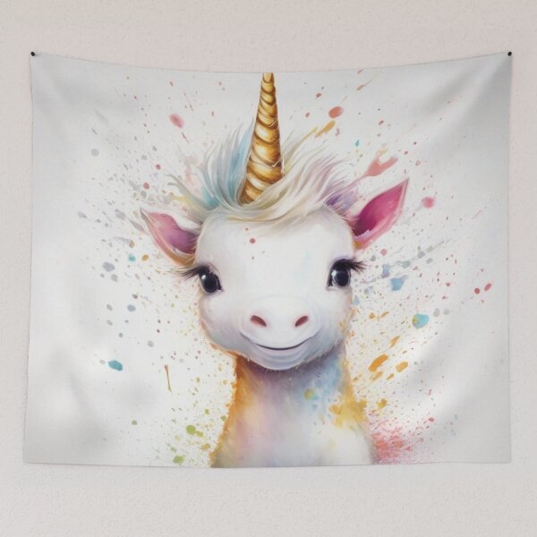 Item preview, Adorable Baby Unicorn on Splash Paint Background designed and sold by Wolfheartart.