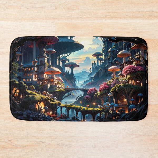 Item preview,  Enchanting Mushroom Village Jigsaw Puzzles - Fungi Haven on Redbubble designed and sold by PuzzleBoxDesign.