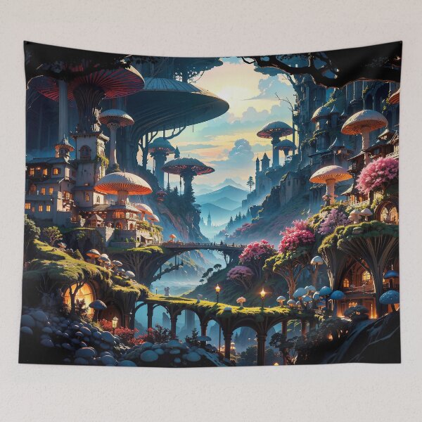 Item preview,  Enchanting Mushroom Village Jigsaw Puzzles - Fungi Haven on Redbubble designed and sold by PuzzleBoxDesign.