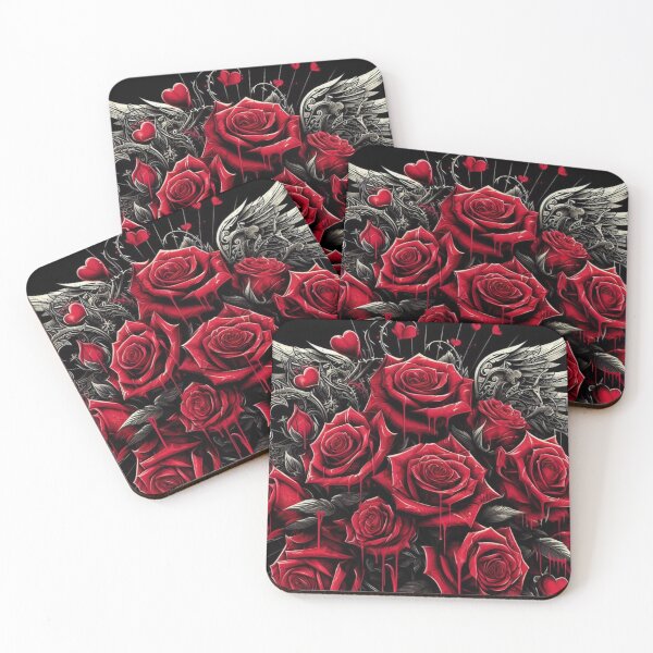 Item preview, roses red with wings and heart designed and sold by RockPalette.