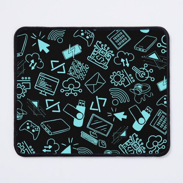 Item preview, computer engineer programmer coding tech black and blue pattern designed and sold by DesignYourWaystore.