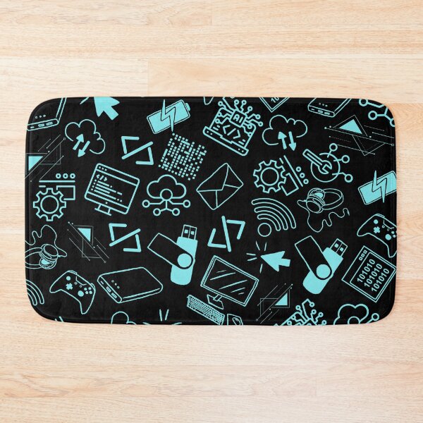 Item preview, computer engineer programmer coding tech black and blue pattern designed and sold by DesignYourWaystore.