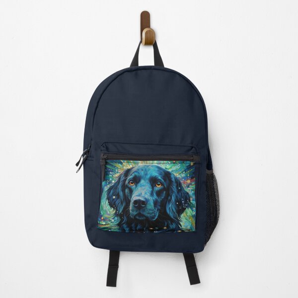 Item preview, Flate Coated Retriever modern dog art in blue and green designed and sold by retriever-dogs.