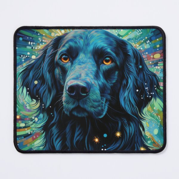 Item preview, Flate Coated Retriever modern dog art in blue and green designed and sold by retriever-dogs.