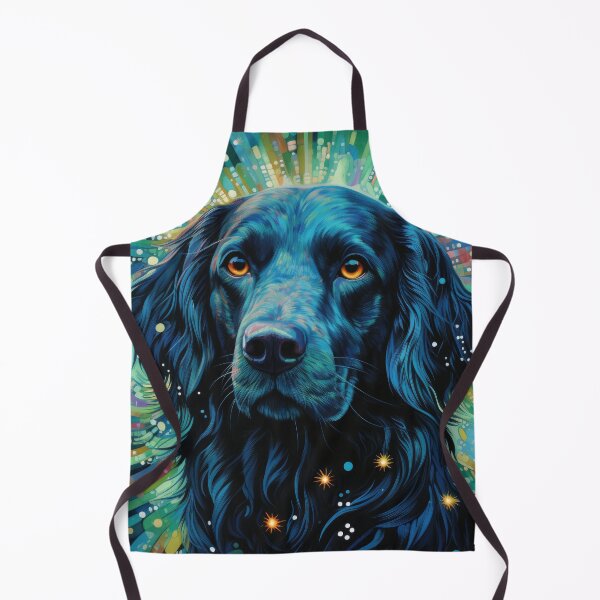 Item preview, Flate Coated Retriever modern dog art in blue and green designed and sold by retriever-dogs.
