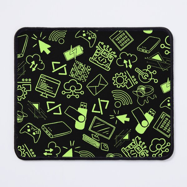 Item preview, computer engineer programmer coding tech black neon green pattern designed and sold by DesignYourWaystore.