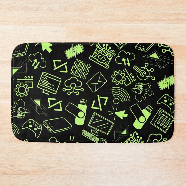 Item preview, computer engineer programmer coding tech black neon green pattern designed and sold by DesignYourWaystore.