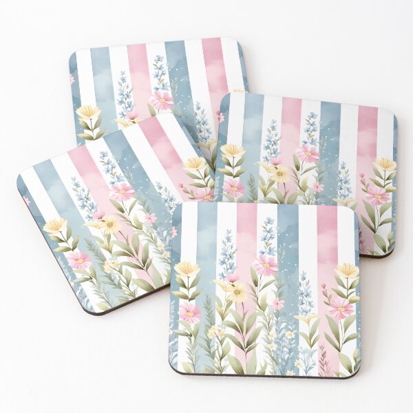 Item preview, Bright friendly floral pattern with stripes designed and sold by Naturitude.