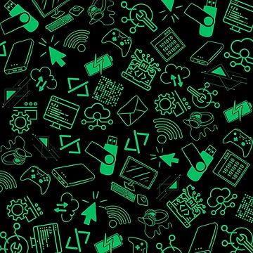 Artwork thumbnail, computer engineer programmer coding tech black green pattern by DesignYourWaystore