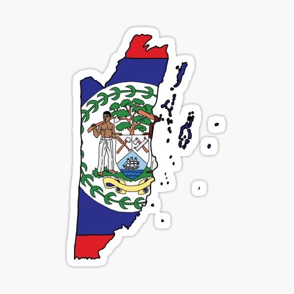 Item preview, Belize country shape flag designed and sold by zenithcreative.