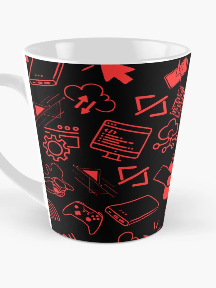 Thumbnail 3 of 4, Coffee Mug, computer engineer programmer coding tech black red pattern designed and sold by DesignYourWaystore.