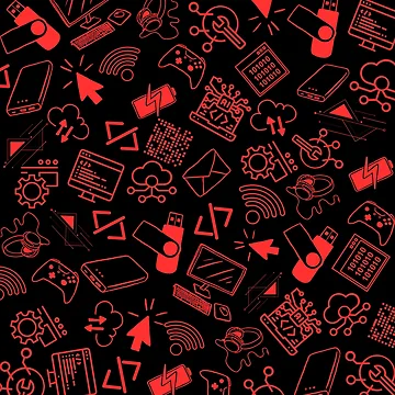 Artwork thumbnail, computer engineer programmer coding tech black red pattern by DesignYourWaystore