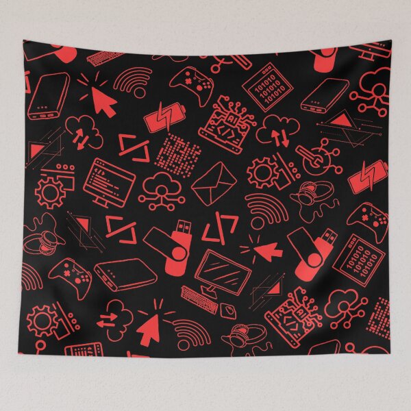 Item preview, computer engineer programmer coding tech black red pattern designed and sold by DesignYourWaystore.